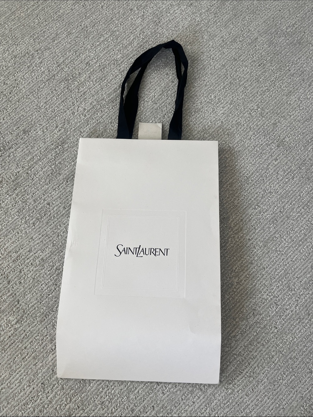 Saint Laurent White Tote with Black Ribbon Handles